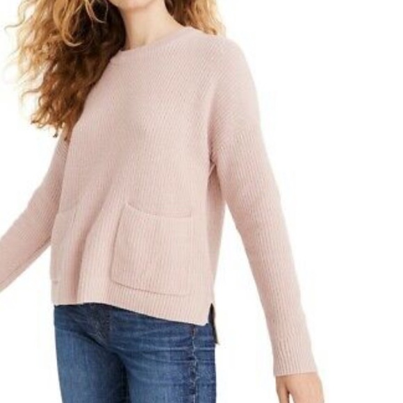 Madewell Patch Pocket Knit Pullover Sweater Blush Pink Size - Picture 2 of 11
